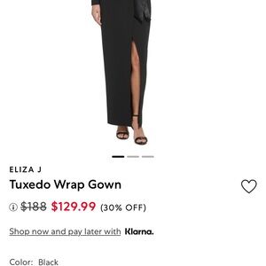 Eliza J Elegant Black Wrap Gown